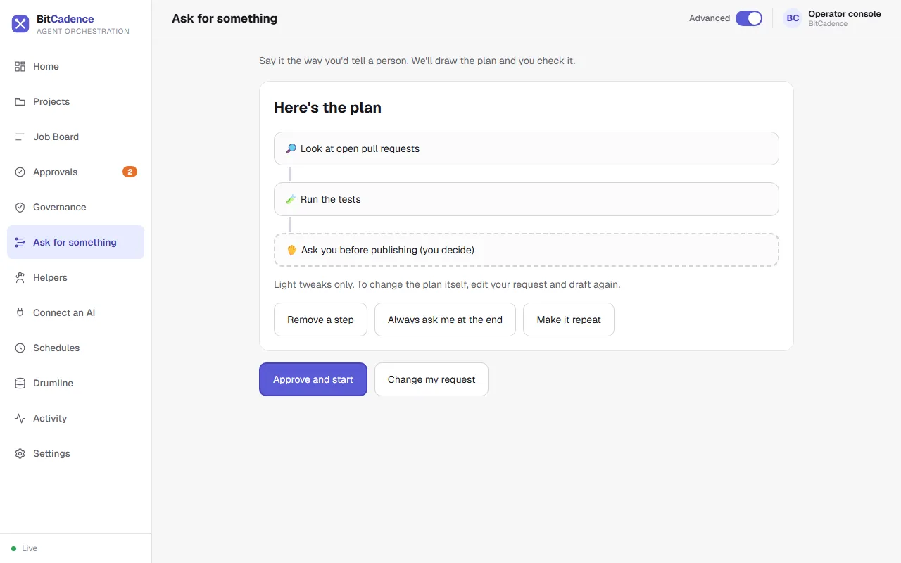 Ask for something screen